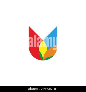 Flowers, colorful geometric symbol simple logo vector Stock Vector