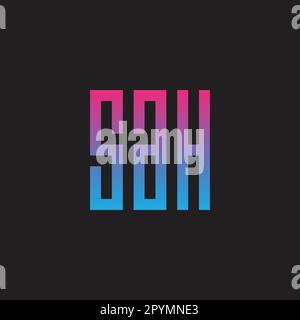 Letter S, a and H square, rectangle geometric symbol simple logo vector Stock Vector