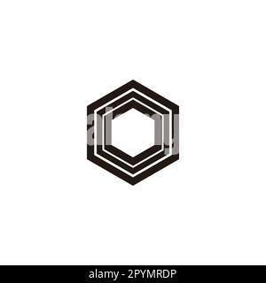 Letter o hexagon, three lines geometric symbol simple logo vector Stock Vector