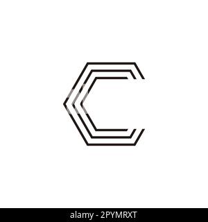 Letter C three lines, hexagon geometric symbol simple logo vector Stock Vector