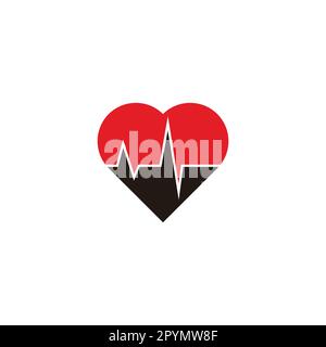 Heart, mountains geometric symbol simple logo vector Stock Vector