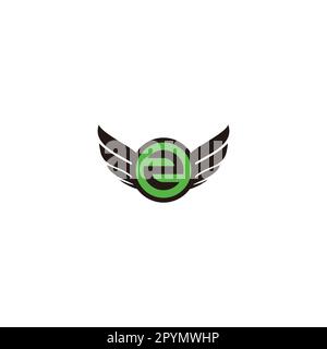 Number 2 in wing, circle geometric symbol simple logo vector Stock Vector