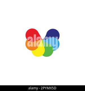 Letter V splashes, colorful geometric symbol simple logo vector Stock Vector