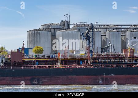 chemical tanker in the port of Hamburg Stock Photo