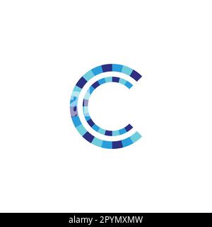 Letter c, double, blue geometric symbol simple logo vector Stock Vector