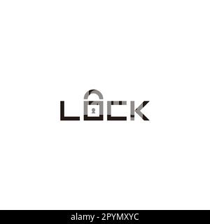 Letter lock, padlock geometric symbol simple logo vector Stock Vector