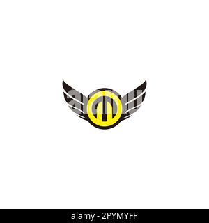 Letter M wings, yellow color geometric simple symbol logo vector Stock Vector