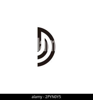 Letter DJ semicircle geometric symbol simple logo vector Stock Vector