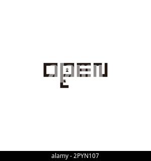 Letter 'OPEN', key geometric symbol simple logo vector Stock Vector