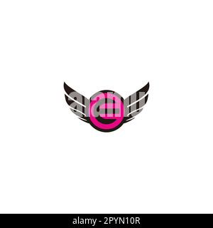 Letter E wings, circle geometric simple symbol logo vector Stock Vector