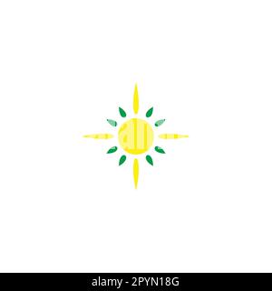 Sun flower, leaf geometric symbol simple logo vector Stock Vector