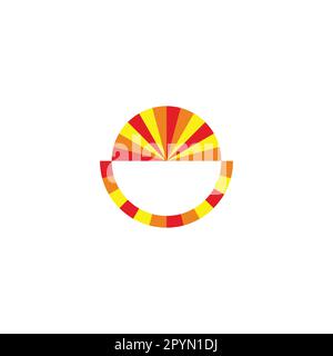 Letter U sunset, circle geometric symbol simple logo vector Stock Vector