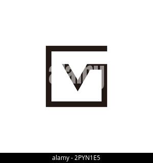 Letter G and v square connect geometric symbol simple logo vector Stock Vector