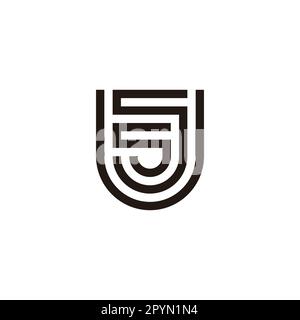 Letter s, s and U shield geometric symbol simple logo vector Stock Vector
