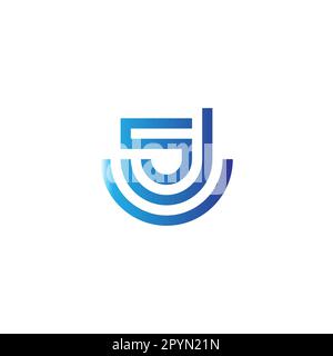 Letter U, J and S ship geometric simple symbol logo vector Stock Vector