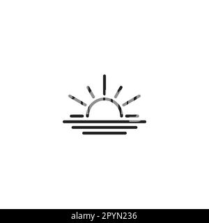 Sunset or sunrise, lines geometric simple symbol logo vector Stock Vector