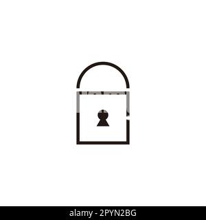 Letter C padlock, square line geometric simple symbol logo vector Stock Vector