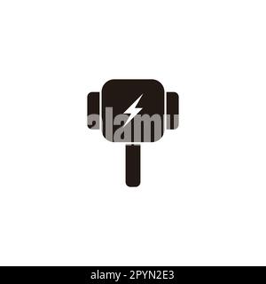 Hammer, lightning, energy geometric symbol simple logo vector Stock Vector