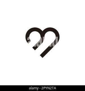 Heart, outline curve geometric simple symbol logo vector Stock Vector