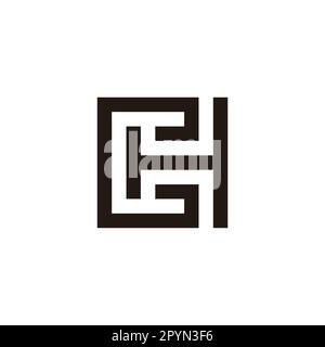 Letter C and H square, outlines geometric symbol simple logo vector Stock Vector