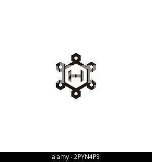 Letter H in frame, hexagons figure geometric symbol simple logo vector Stock Vector