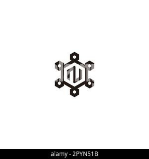 Letter N in figure, hexagons geometric simple symbol logo vector Stock Vector