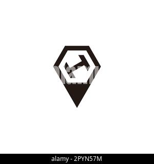Letter H in pencil, polygon geometric simple symbol logo vector Stock Vector