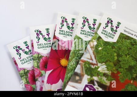 Seed bags from Nelson Garden. Stock Photo