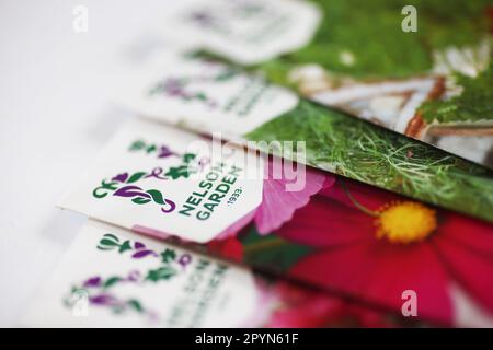 Seed bags from Nelson Garden. Stock Photo