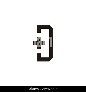 Letter D plus, square geometric symbol simple logo vector Stock Vector