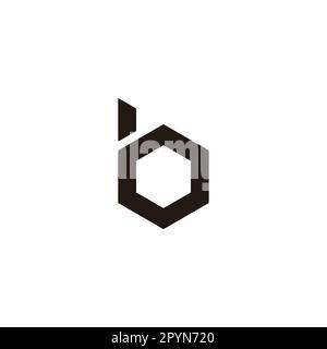 Letter bo ob b o hexagon geometric simple symbol logo vector Stock Vector