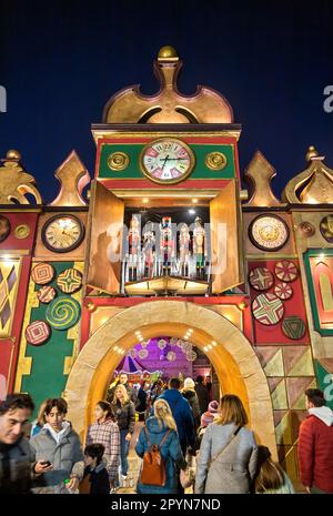 The entrance of the 'Mill of Elves' ('Μύλος των Ξωτικών'), Trikala, Thessaly, Greece. It is the most famous and popular 'Christmas village' in Greece. Stock Photo