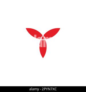 Three Leaves, triangle geometric symbol simple logo vector Stock Vector