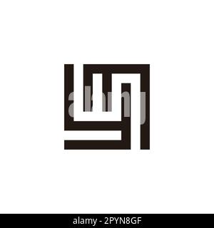 Letter y and m square, line geometric simple symbol logo vector Stock Vector