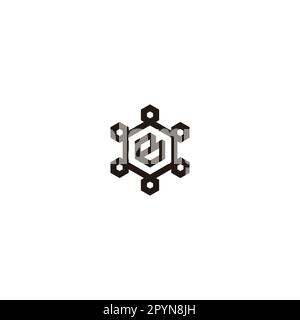 Letter B in frame, hexagons geometric symbol simple logo vector Stock Vector
