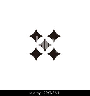 Letter x shine, leaves geometric simple symbol logo vector Stock Vector