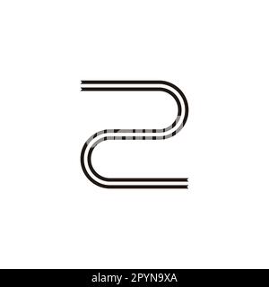 Number 2 ribbon, lines geometric symbol simple logo vector Stock Vector