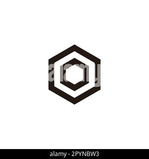 Letter o, hexagon, double geometric symbol simple logo vector Stock Vector