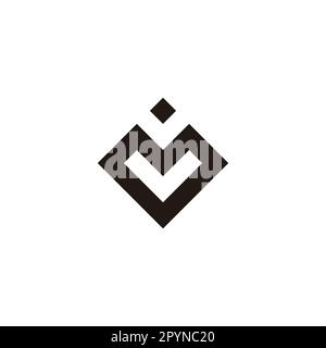 Letter V heart, square geometric symbol simple logo vector Stock Vector