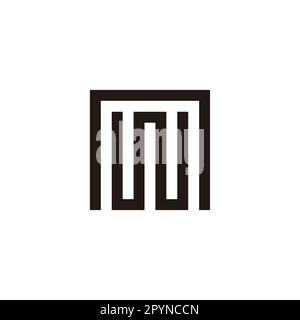 Letter n and w square, curve geometric symbol simple logo vector Stock Vector