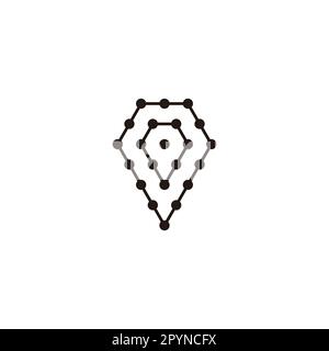 Diamond, molecules, double lines geometric symbol simple logo vector Stock Vector
