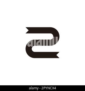 Number 2 ribbon, curve geometric symbol simple logo vector Stock Vector