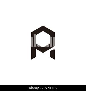 Letter P and M hexagon geometric symbol simple logo vector Stock Vector