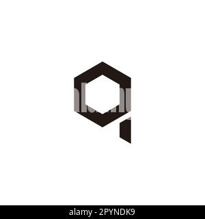 Letter oq qo o q hexagon geometric symbol simple logo vector Stock Vector