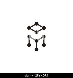 Letter O and M hexagon, molecules geometric symbol simple logo vector Stock Vector