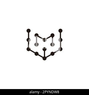 Letter W and M heart, molecules geometric symbol simple logo vector Stock Vector