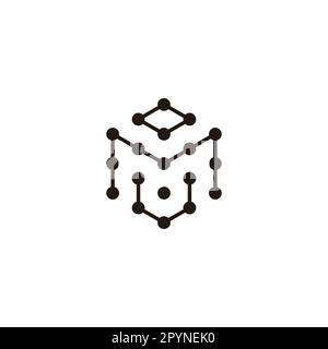 Letter U, M and o hexagon, molecules geometric symbol simple logo vector Stock Vector