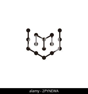 Letter U and M heart, molecules geometric symbol simple logo vector Stock Vector