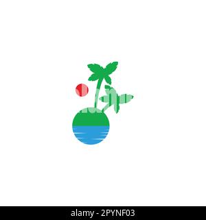 Island illustration, colorful geometric symbol simple logo vector Stock Vector