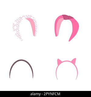a set of beautiful headbands in cartoon style Stock Vector